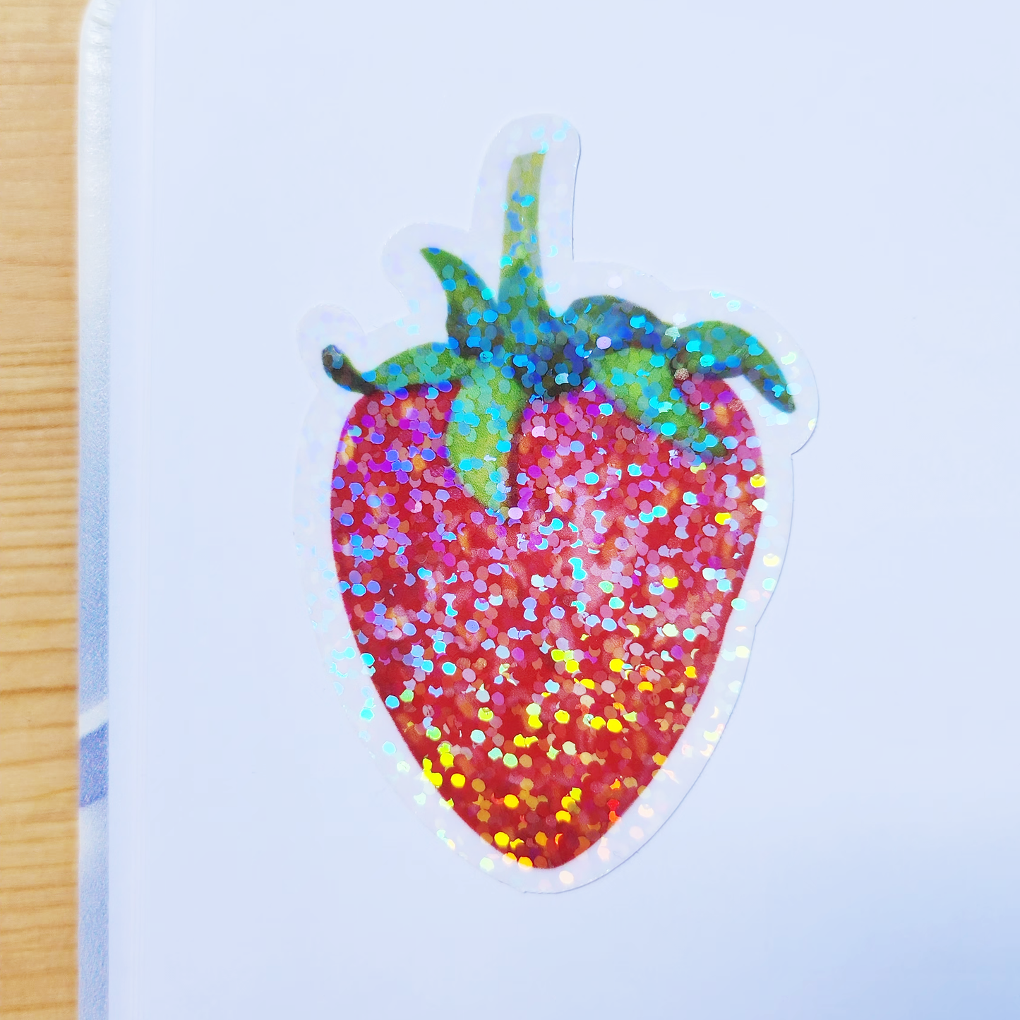 Strawberry - Hand Drawn Holographic Vinyl Sticker