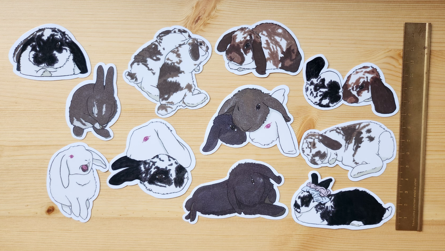 Brooki Belle's Bunnies - Hand Drawn Glossy Vinyl Sticker Pack