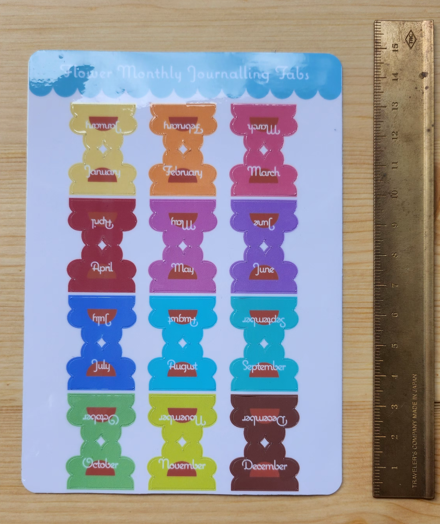 Groovy Flower Monthly Tabs - Cottagecore Planner Tabs Vinyl Sticker Sheet