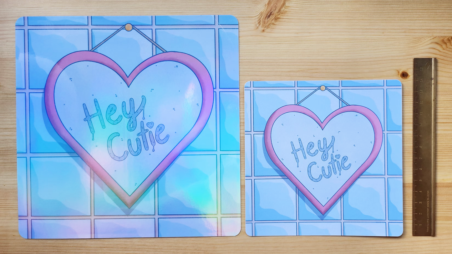 Hey Cutie - Hand Drawn Square Art Print