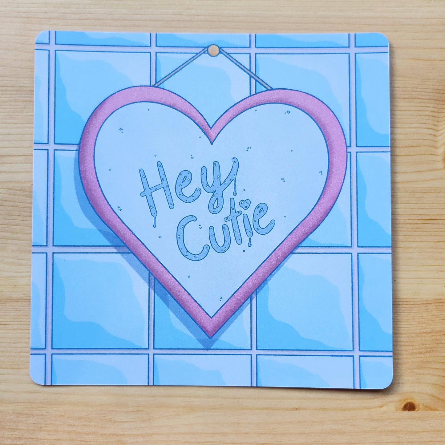Hey Cutie - Hand Drawn Square Art Print