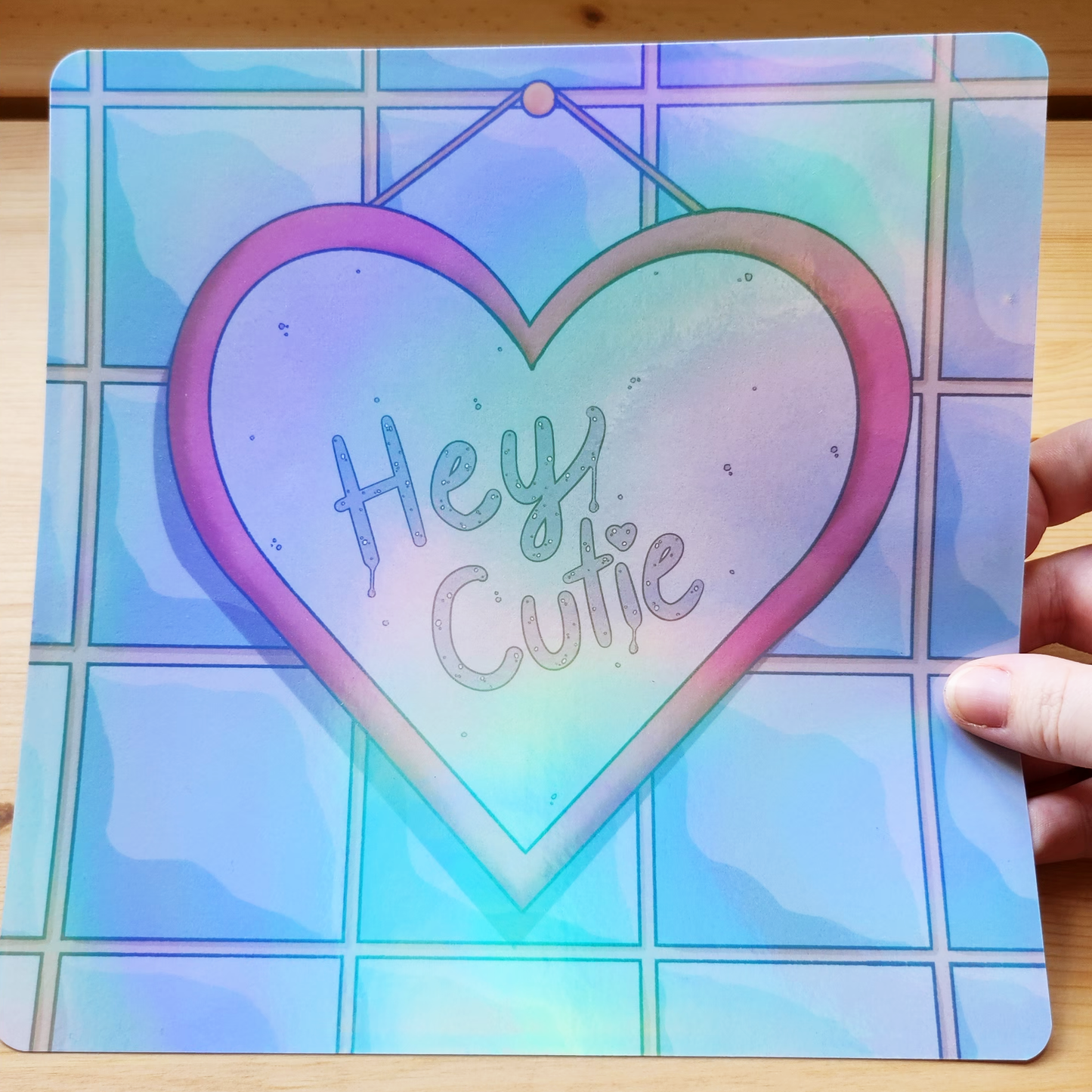 Hey Cutie - Hand Drawn Square Art Print