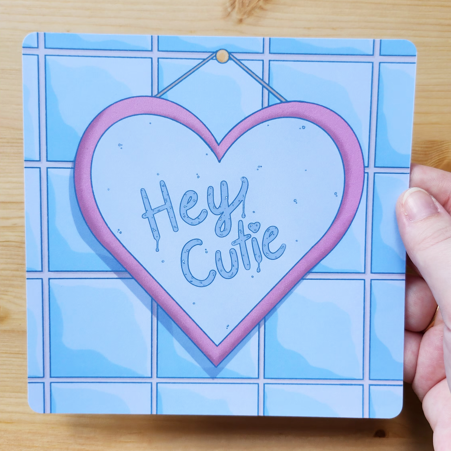 Hey Cutie - Hand Drawn Square Art Print
