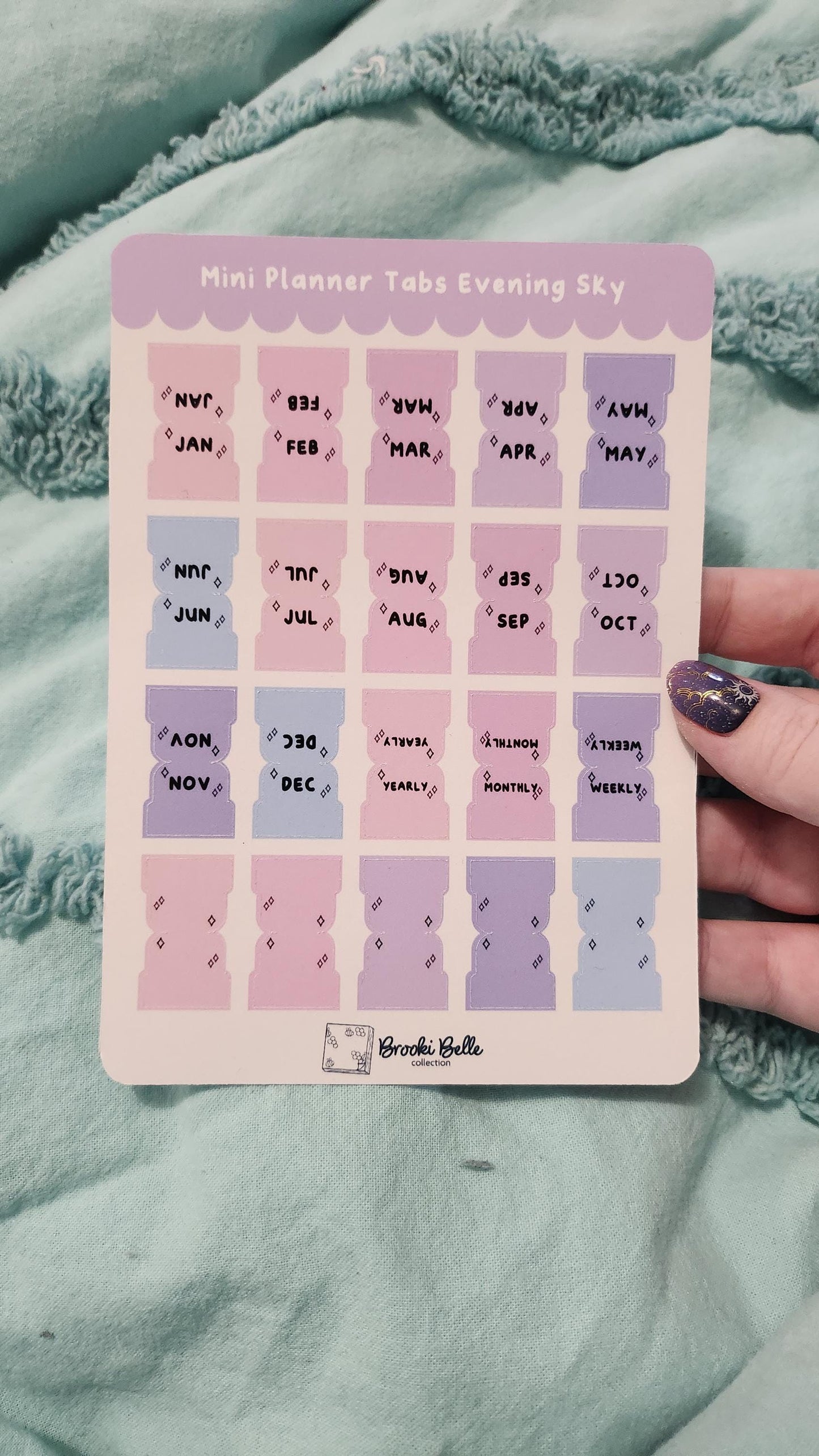 Evening Sky Mini Tabs - Planner Tabs Glossy Sticker Sheet Hobonichi Planner