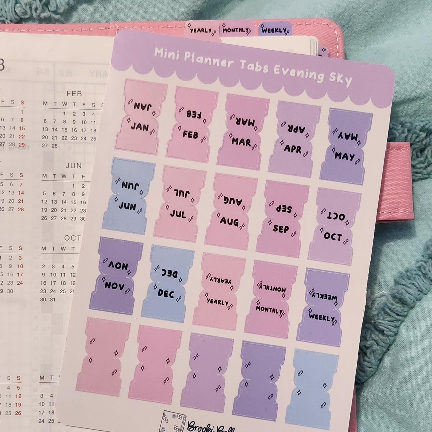 Evening Sky Mini Tabs - Planner Tabs Glossy Sticker Sheet Hobonichi Planner