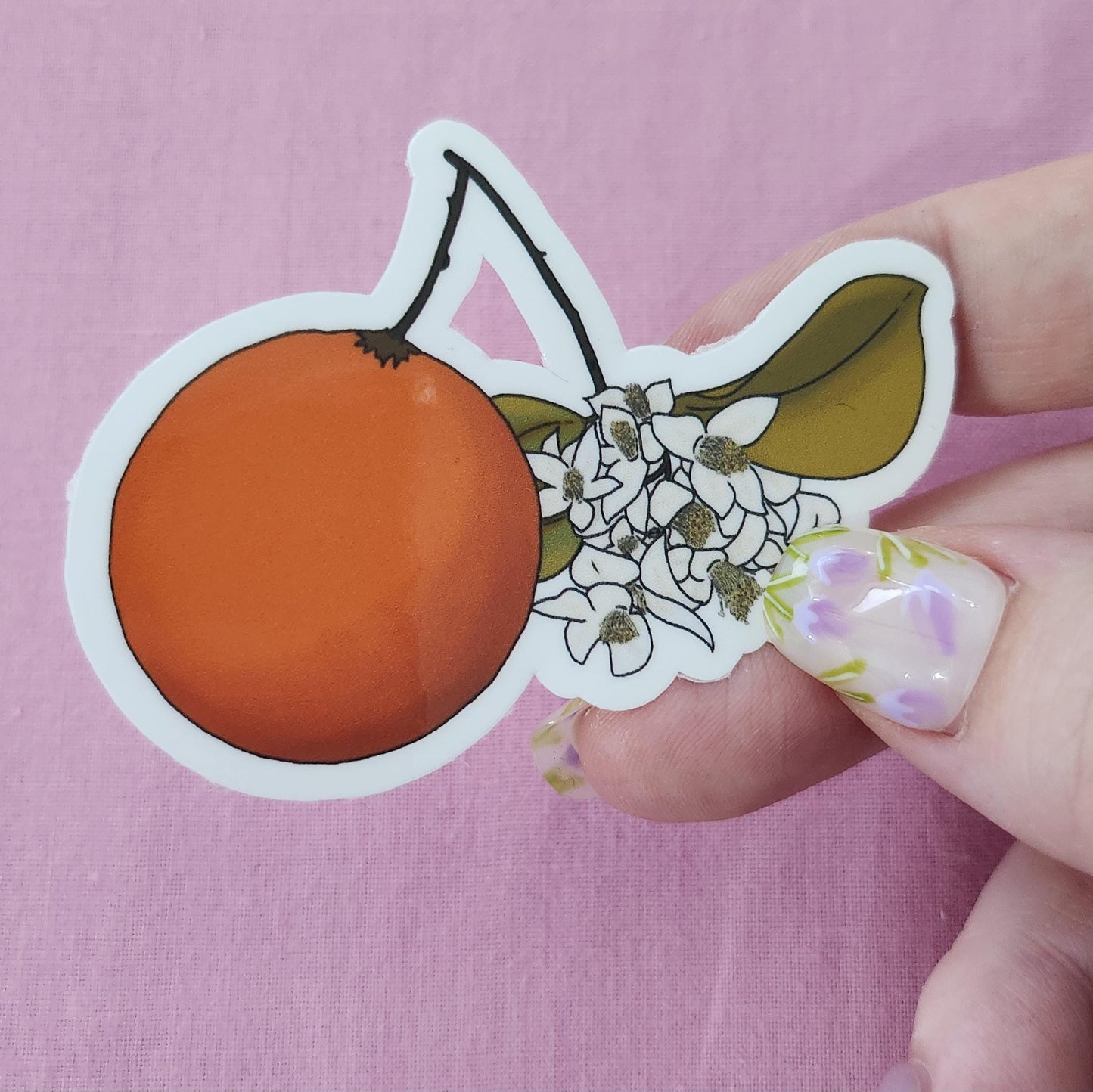 Orange Blossom - Hand Drawn Glossy Vinyl Sticker