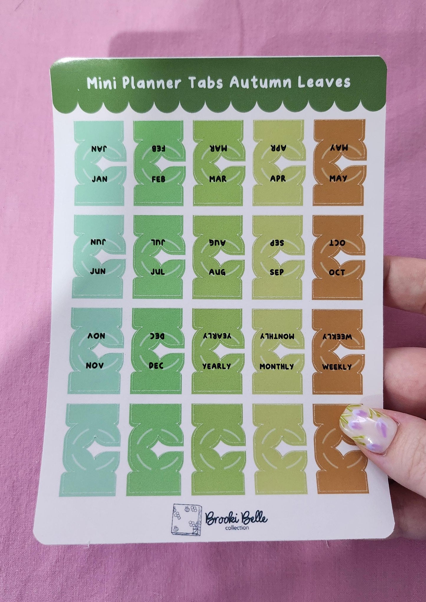 Autumn Leaves Mini Tabs - Planner Tabs Glossy Sticker Sheet Hobonichi Planner