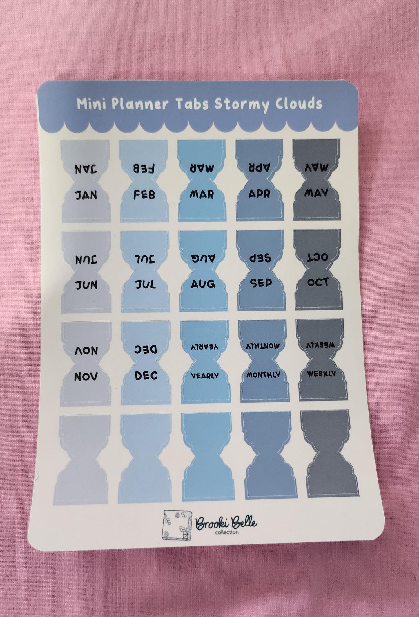 Stormy Clouds Mini Tabs - Planner Tabs Glossy Sticker Sheet Hobonichi Planner