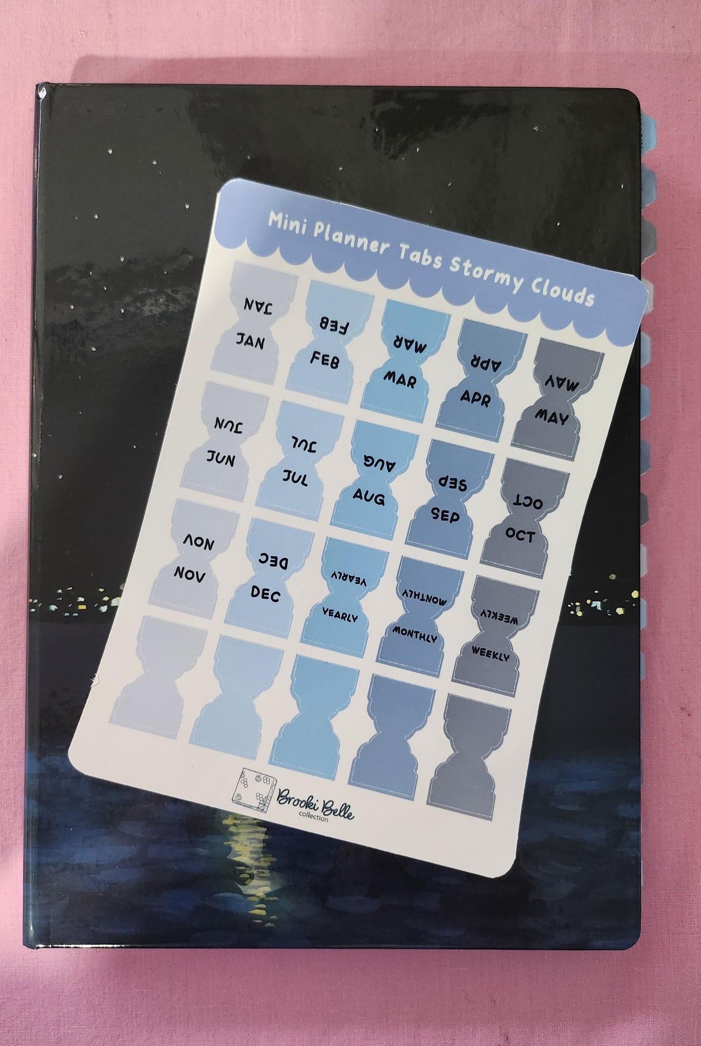Stormy Clouds Mini Tabs - Planner Tabs Glossy Sticker Sheet Hobonichi Planner
