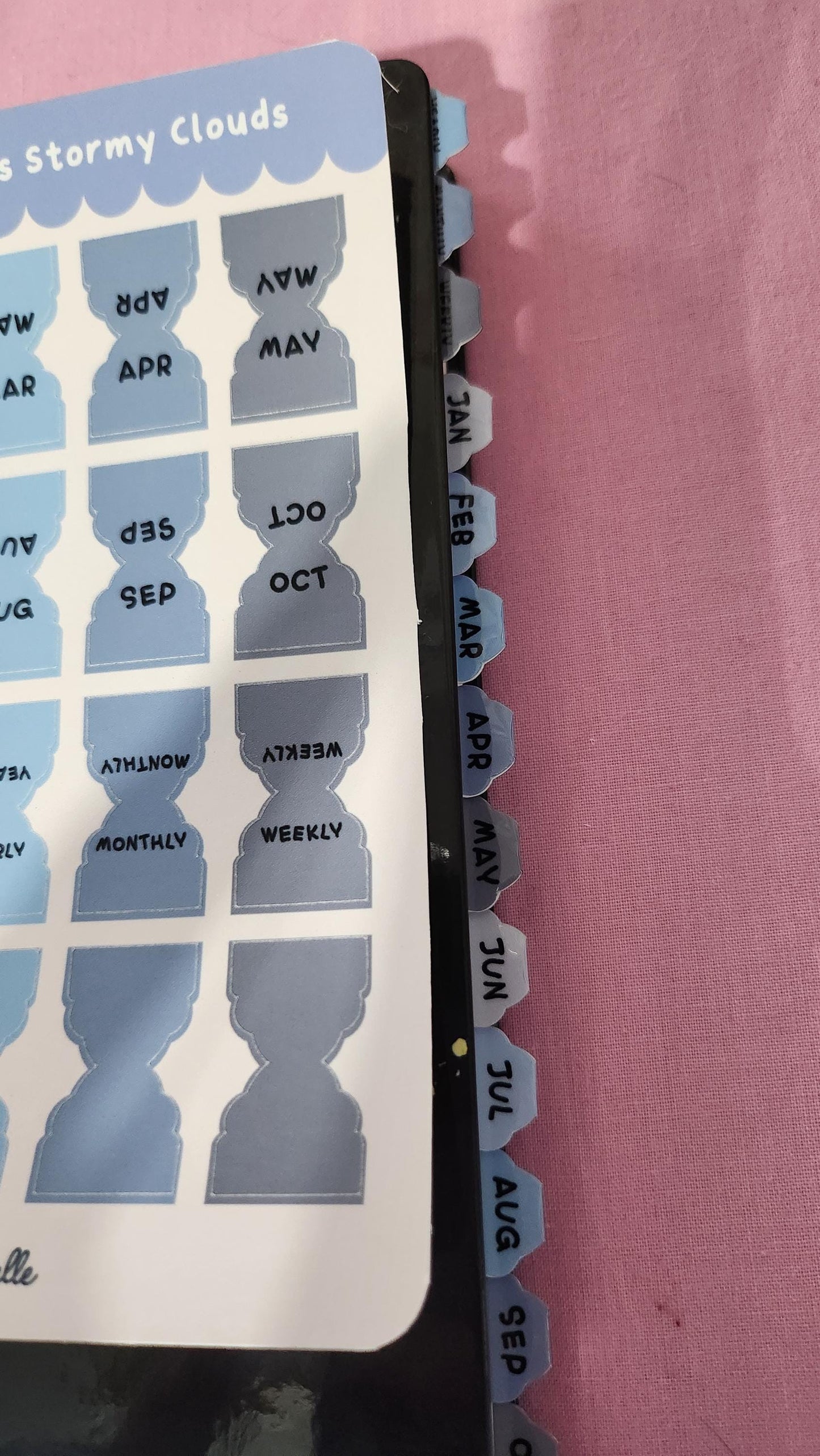 Stormy Clouds Mini Tabs - Planner Tabs Glossy Sticker Sheet Hobonichi Planner
