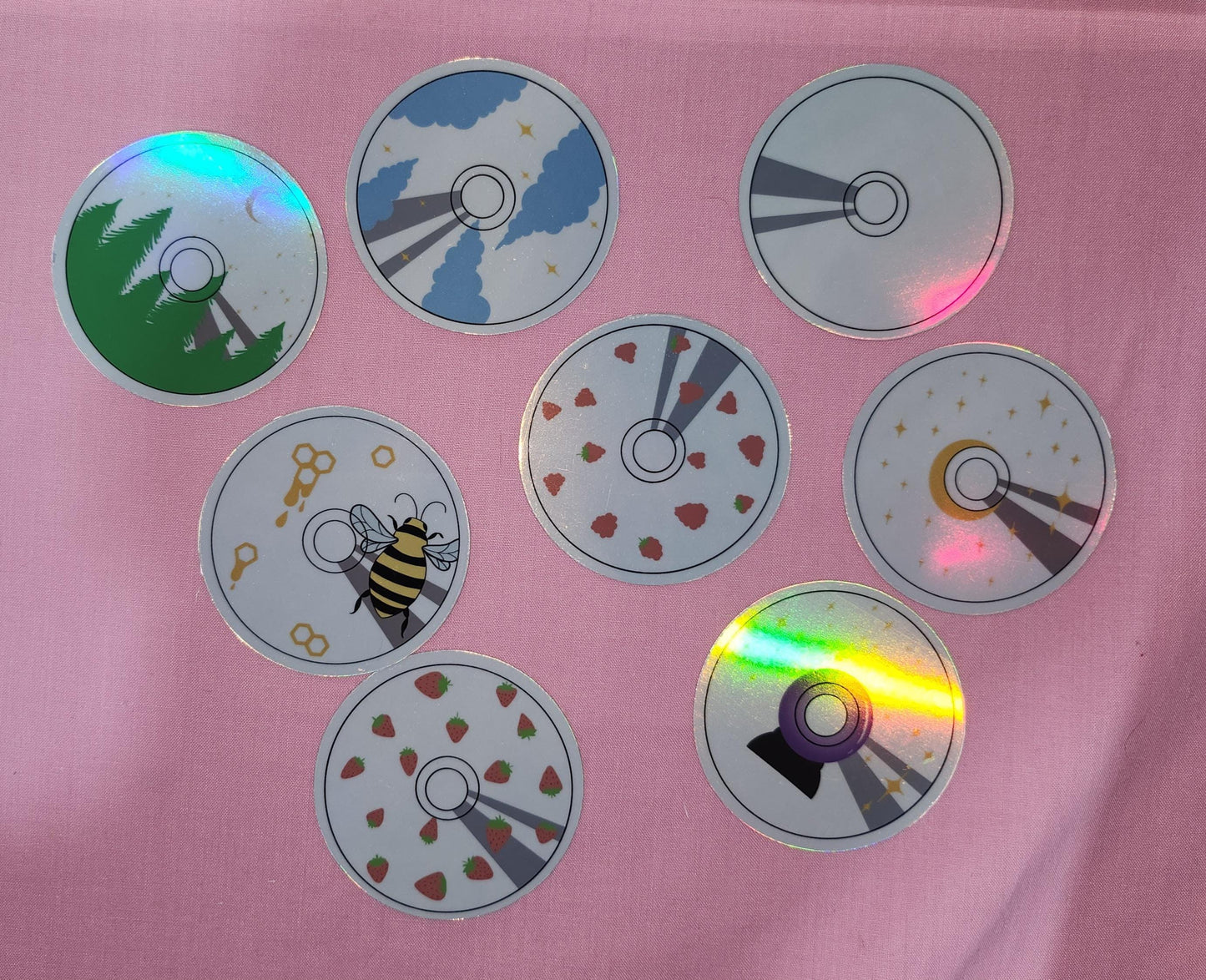 Painted CDs - Hand Drawn Glossy Vinyl Sticker Pack