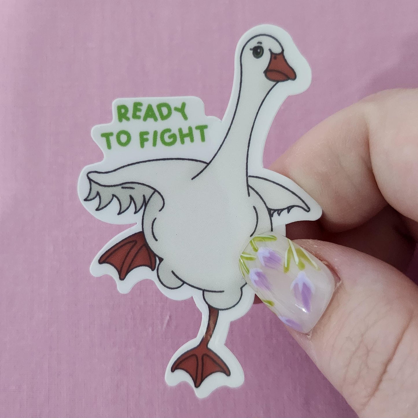 Ready To Fight Goose - Hand Drawn Glossy Vinyl Sticker