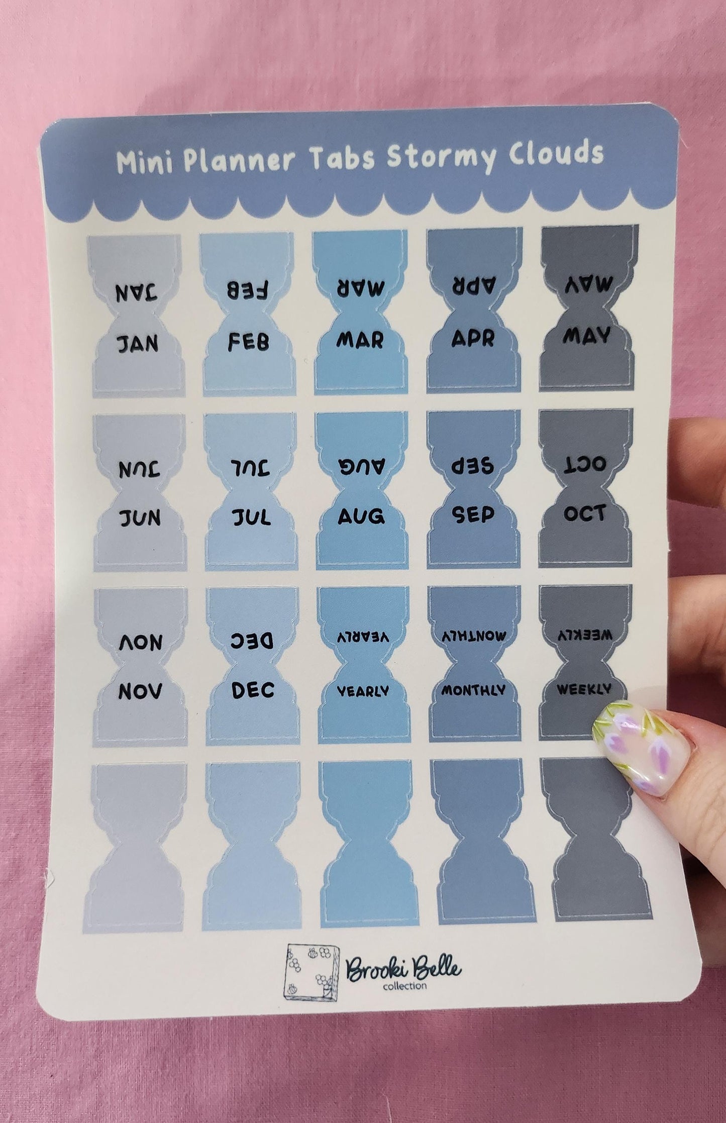 Stormy Clouds Mini Tabs - Planner Tabs Glossy Sticker Sheet Hobonichi Planner