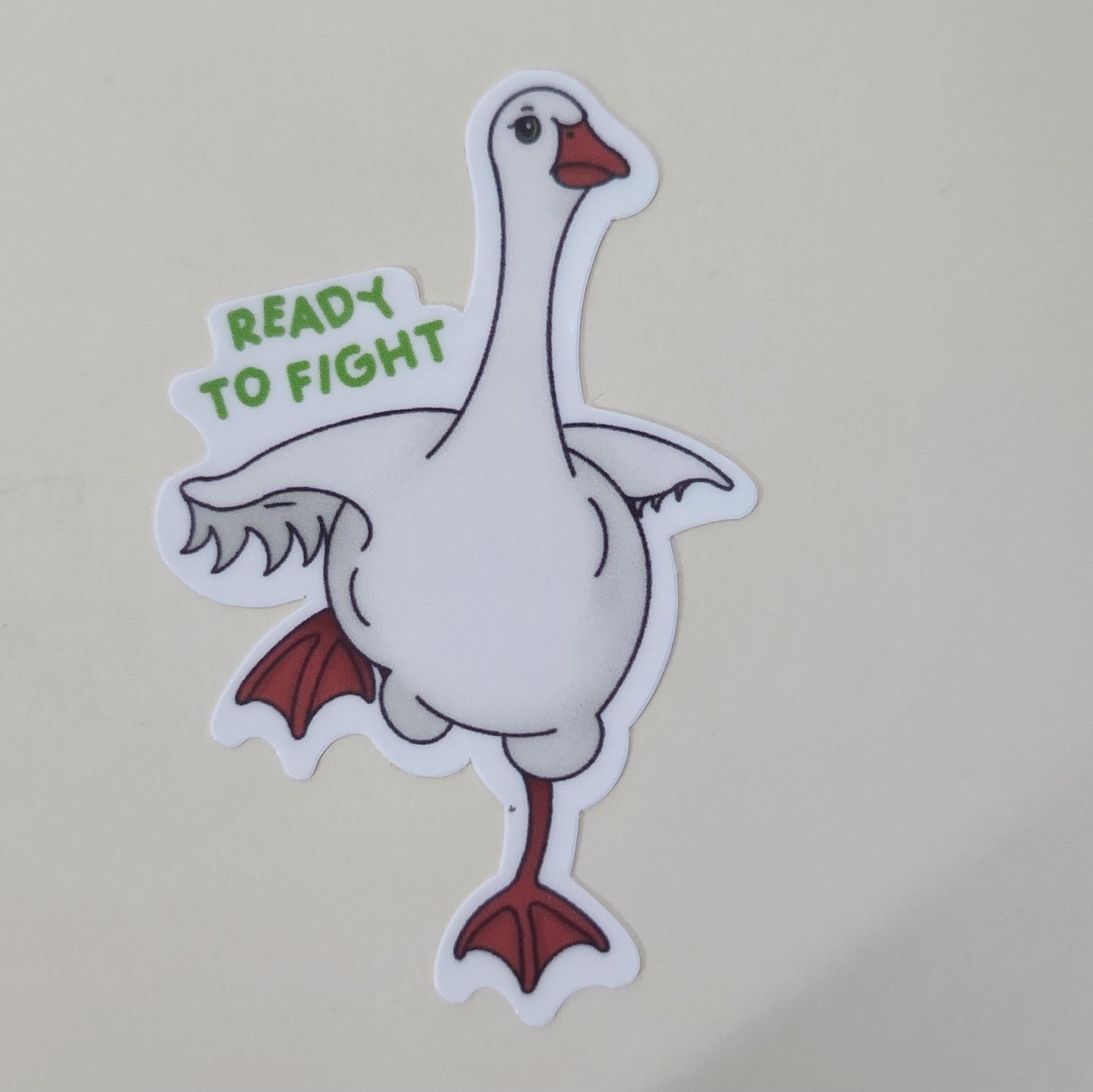 Ready To Fight Goose - Hand Drawn Glossy Vinyl Sticker