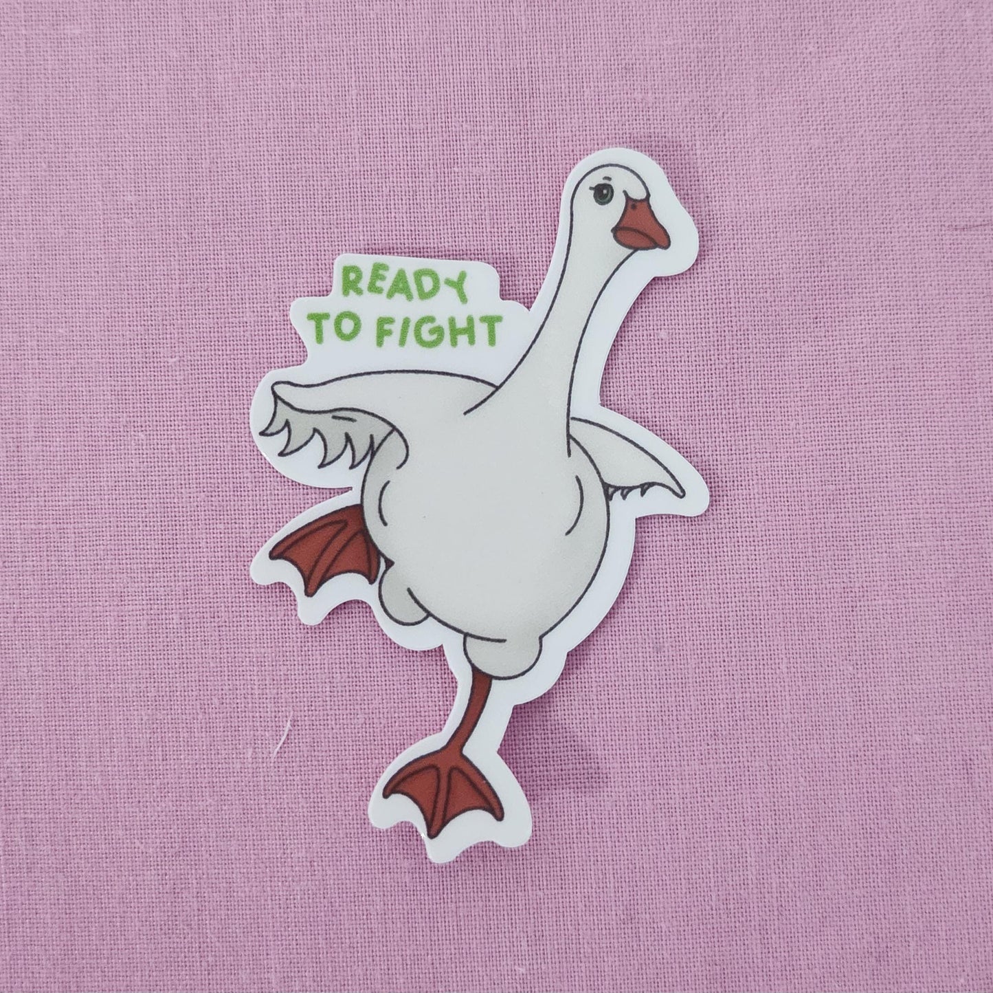 Ready To Fight Goose - Hand Drawn Glossy Vinyl Sticker