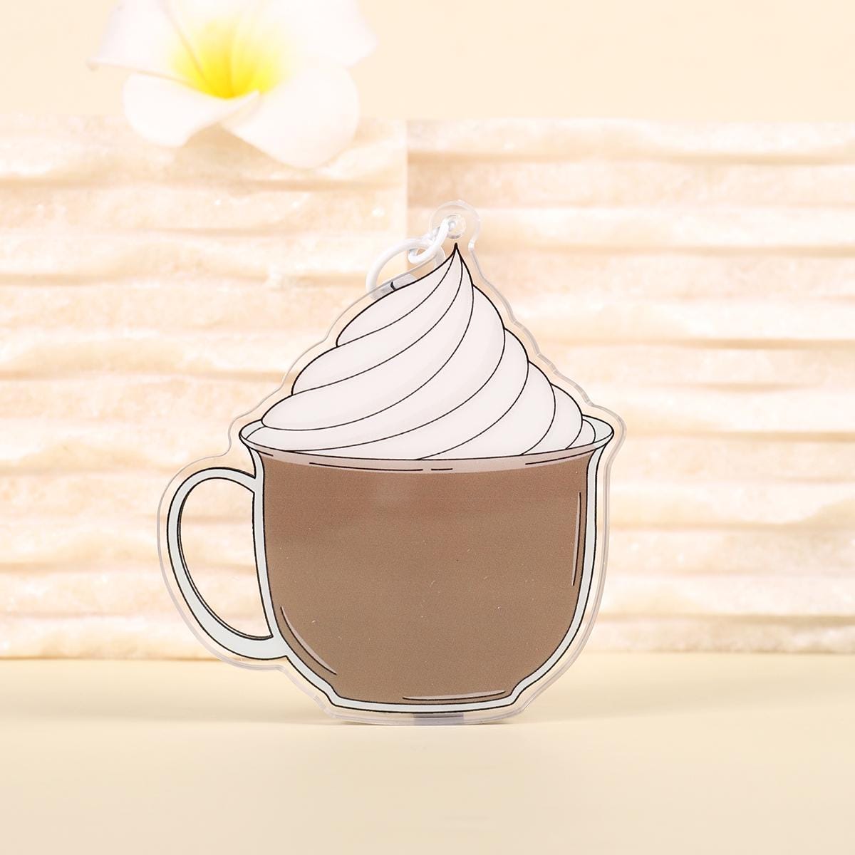 Cozy Hot Chocolate Milk With Marshmallows Shaker Keychain