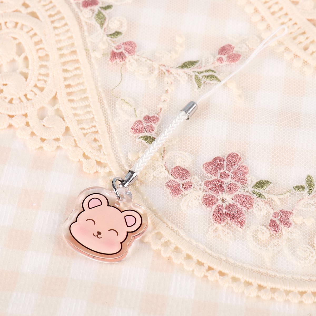 Brown Cartoon Marshmallow Bear Phone Charm Mini Keychain
