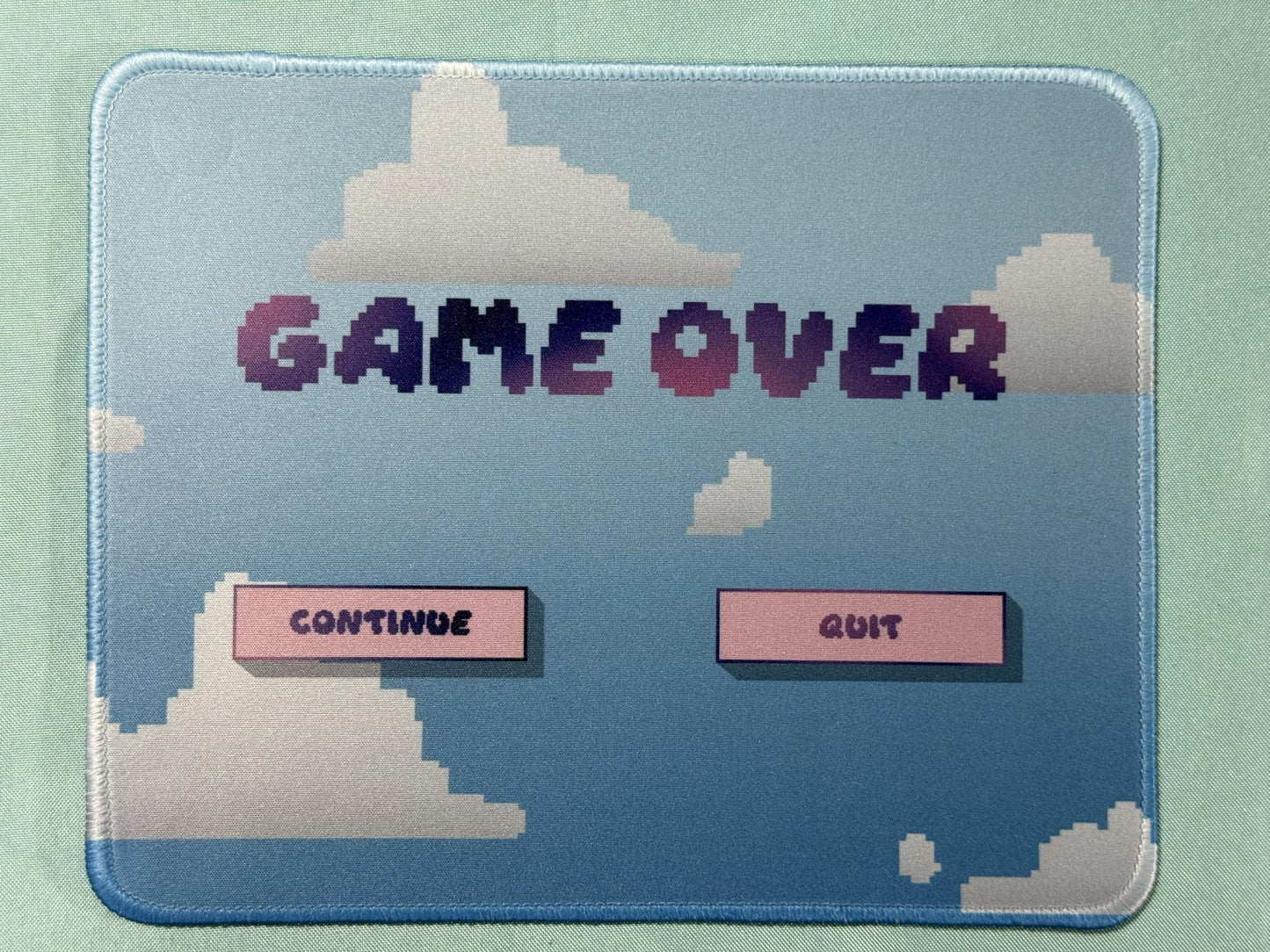 Cloudy Pixel Sky Game Over Mouse Pad