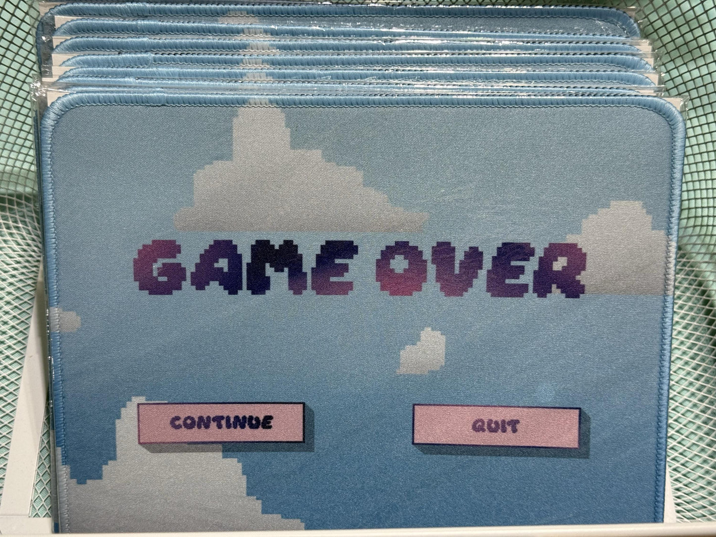 Cloudy Pixel Sky Game Over Mouse Pad