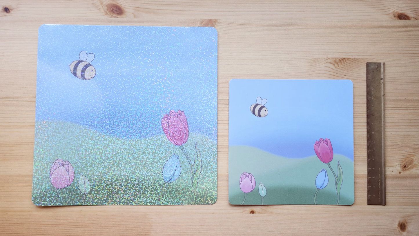 Tulip Field - Hand Drawn Square Art Print
