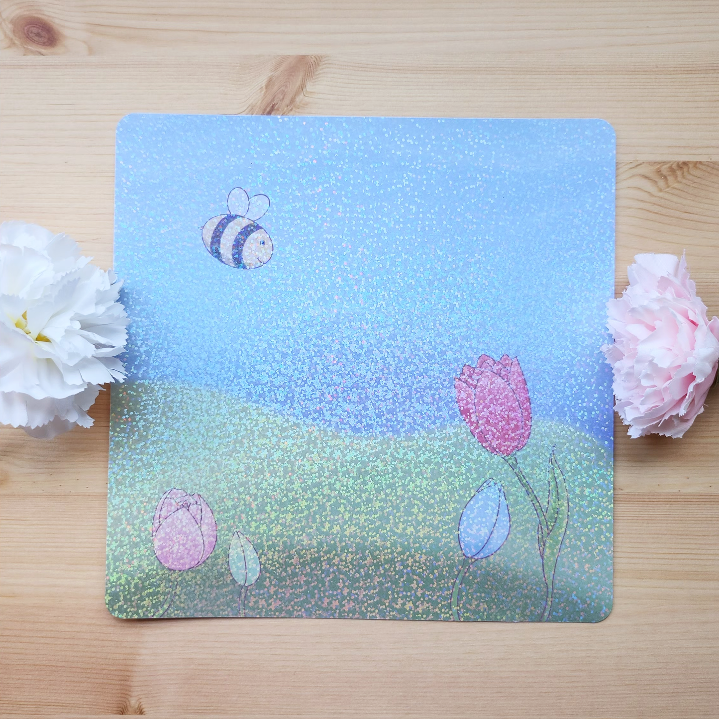 Tulip Field - Hand Drawn Square Art Print