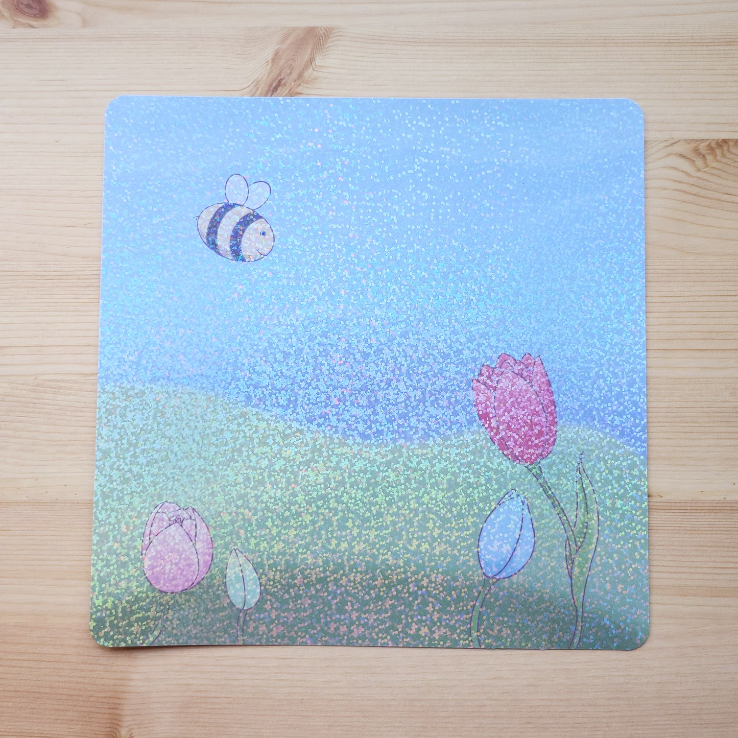 Tulip Field - Hand Drawn Square Art Print