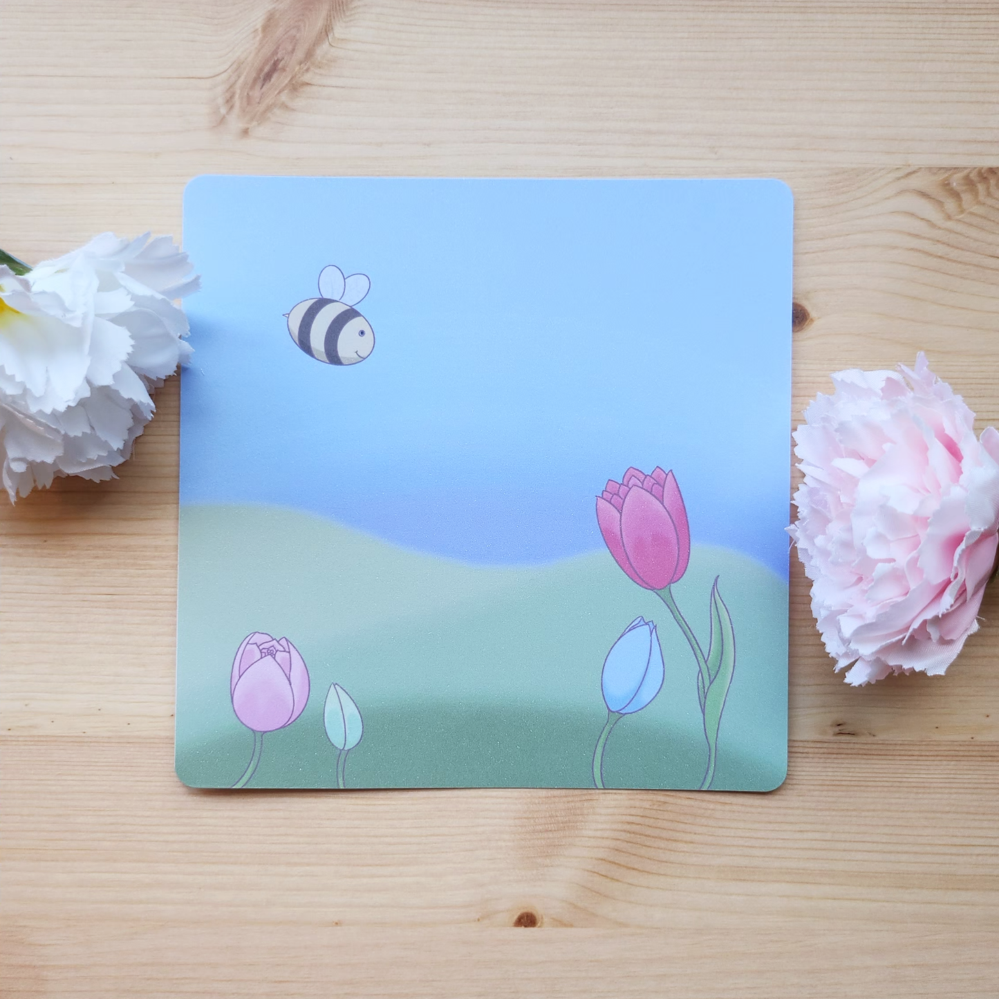 Tulip Field - Hand Drawn Square Art Print