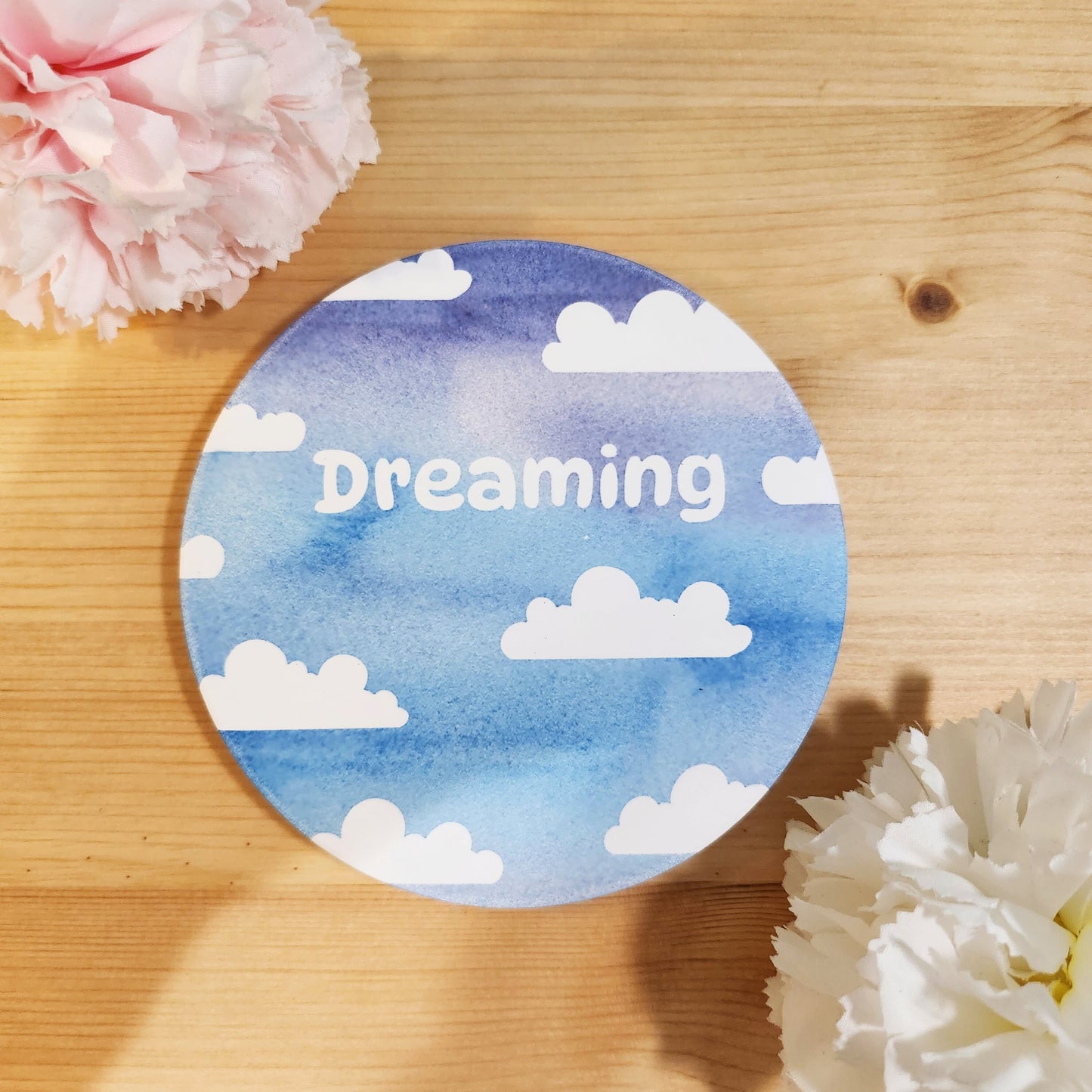 Dreaming Watercolour Clouds - Handmade Sublimination Coaster