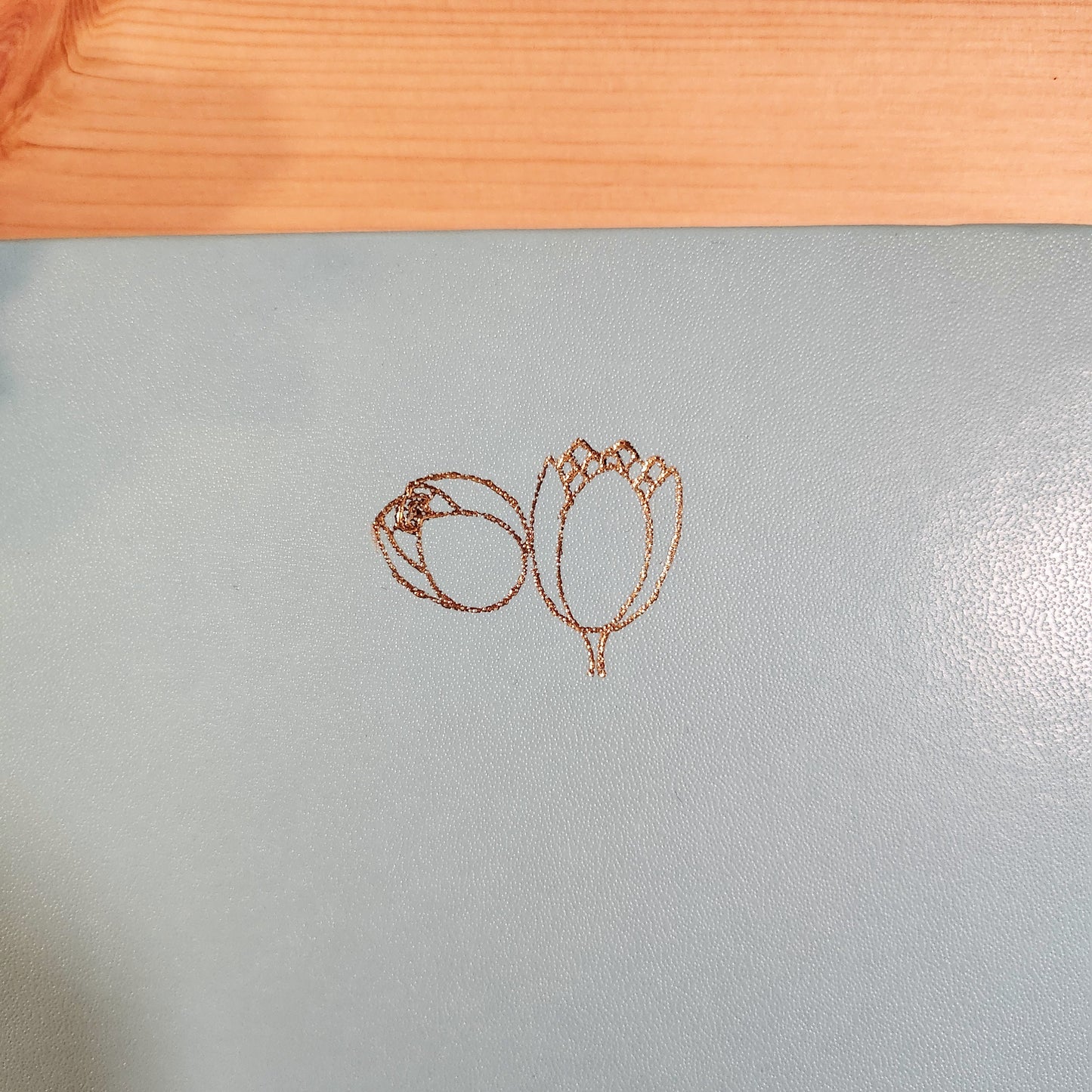Cyan Tulips - Faux Leather Hardcover A5 Dotted Notebook