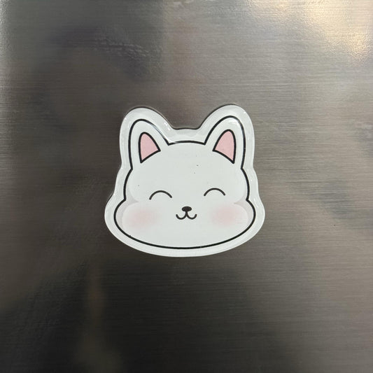 Marshmallow White Cat - Mini Acrylic Magnet