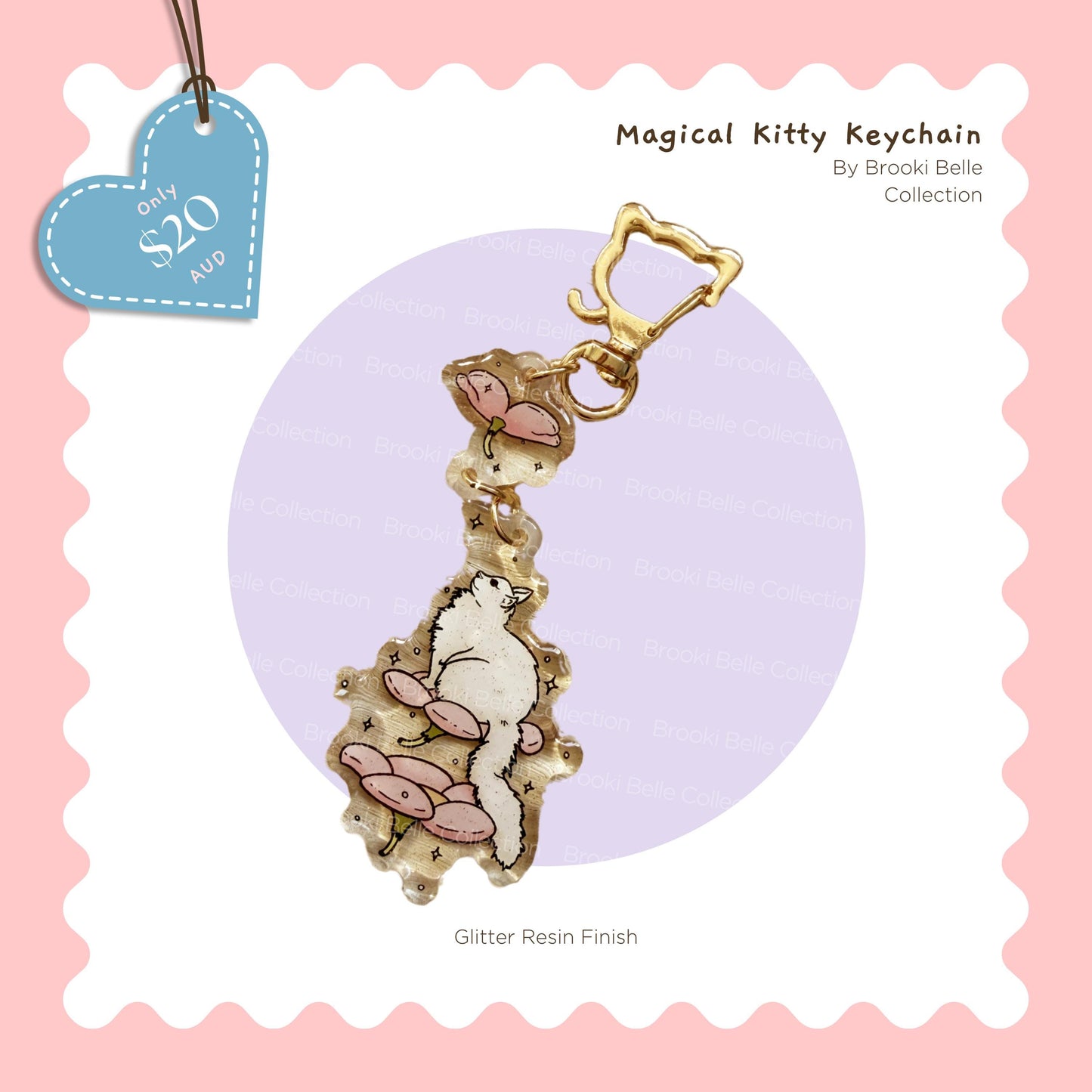 Magical Kitty Glitter Epoxy Acrylic Keychain