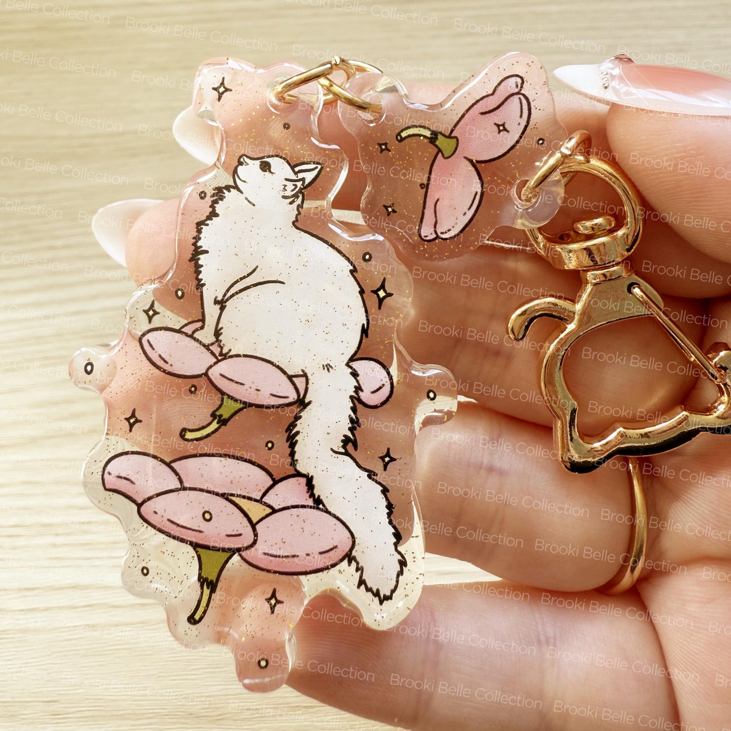 Magical Kitty Glitter Epoxy Acrylic Keychain