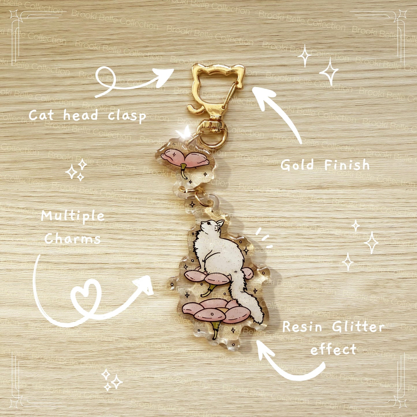 Magical Kitty Glitter Epoxy Acrylic Keychain