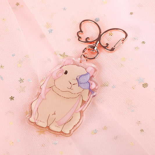 Glittery Butterfly Bunny Keychain