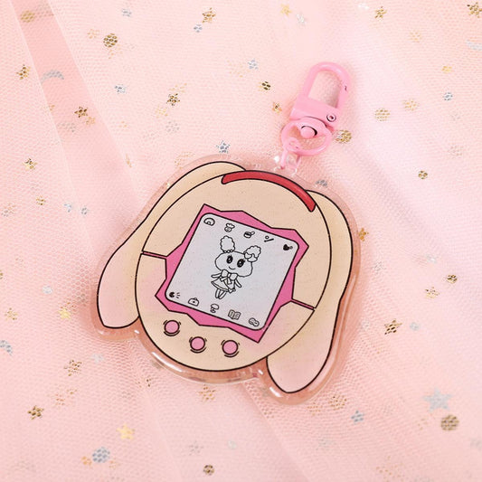 Glittery Bunny Virtual Pet Keychain